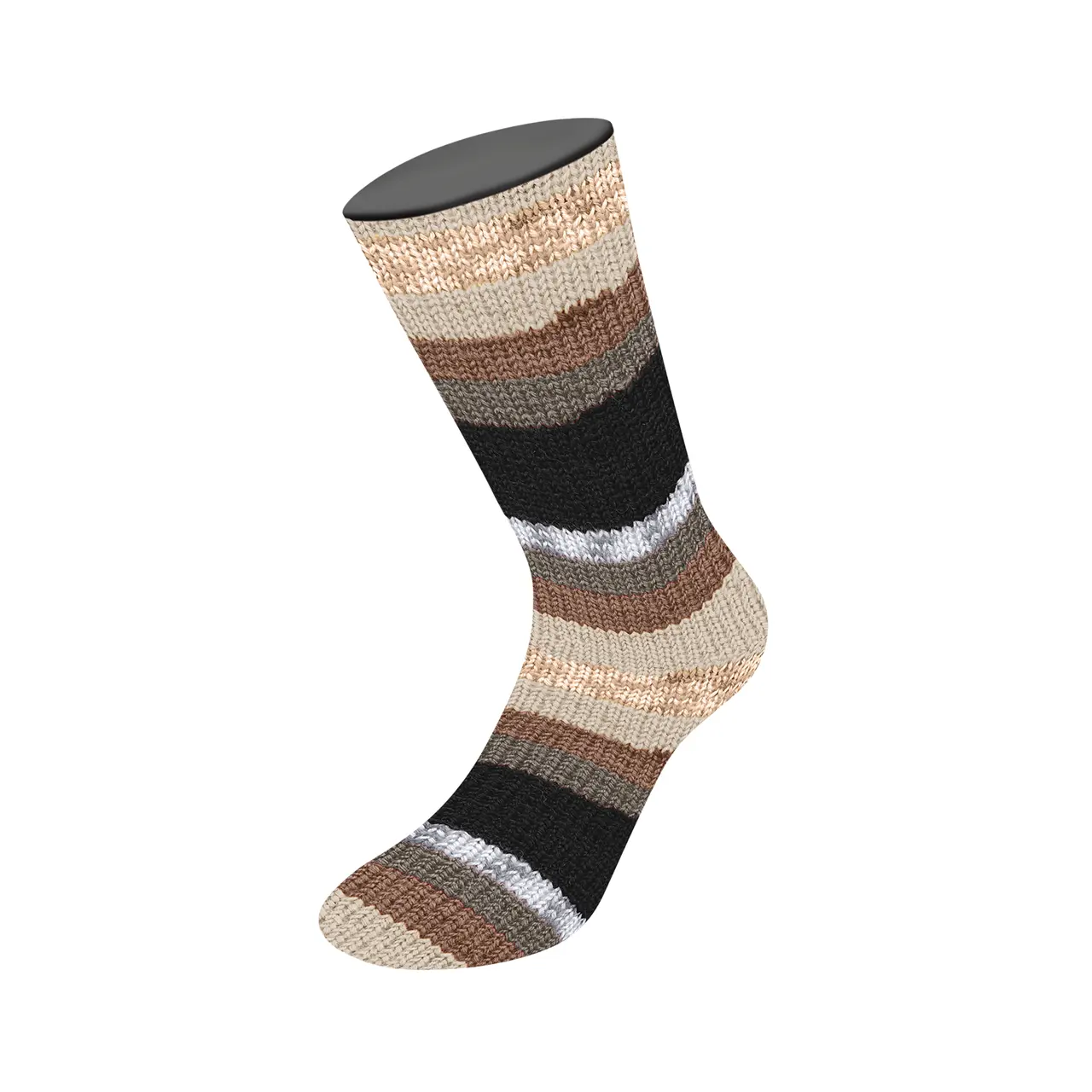 Meilenweit 100 Aktion 3017 Grège/Graubraun/Taupe/Weiß/Grau/Schwarz/Beige/Hellbeige von Lana Grossa. Sockenklassiker bedruckt und waschmaschinenfest
