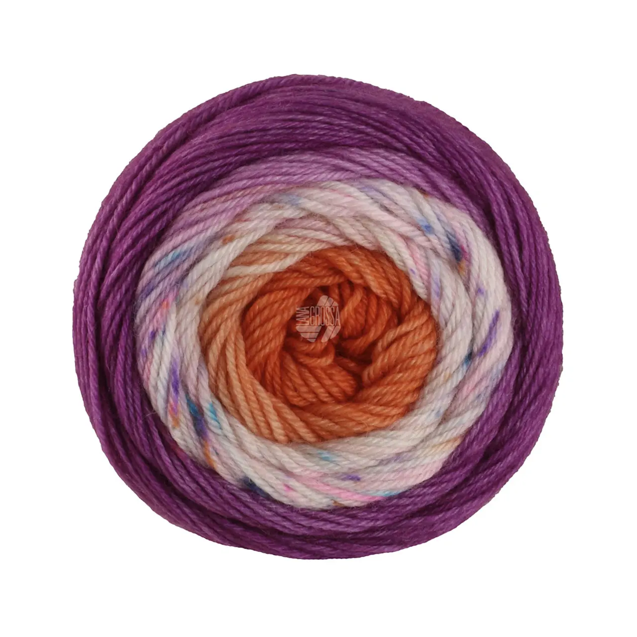 Meilenweit 50 Dip 5302 Violett/Lila/Türkis/Pink/Rosa/Gelb/Creme/Anthrazit/Orange von Lana Grossa. Extrafeines Merinogarn im klassischen hand-dyed Verfahren. Die abgebildeten Muster beziehen sich auf