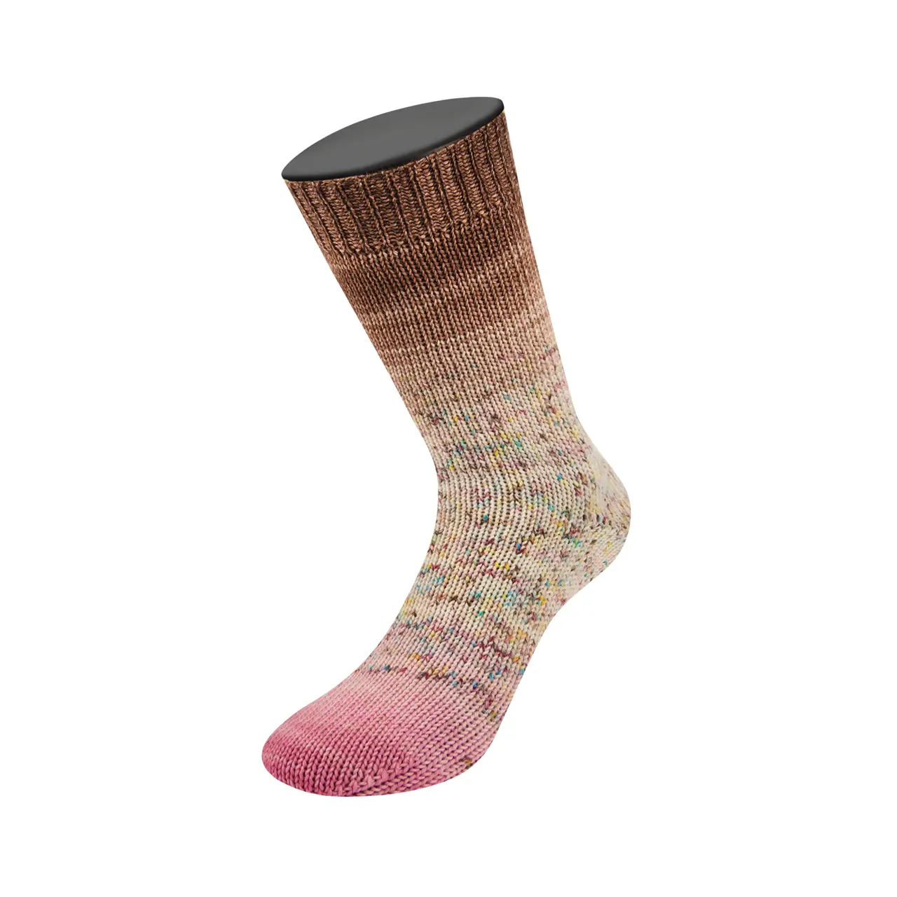 Meilenweit 50 Dip 5306 Wein-/Erikarot/Creme/Rosa/Gelb/Türkis/Dunkel-/Schokobraun von Lana Grossa. Extrafeines Merinogarn im klassischen hand-dyed Verfahren. Die abgebildeten Muster beziehen sich auf