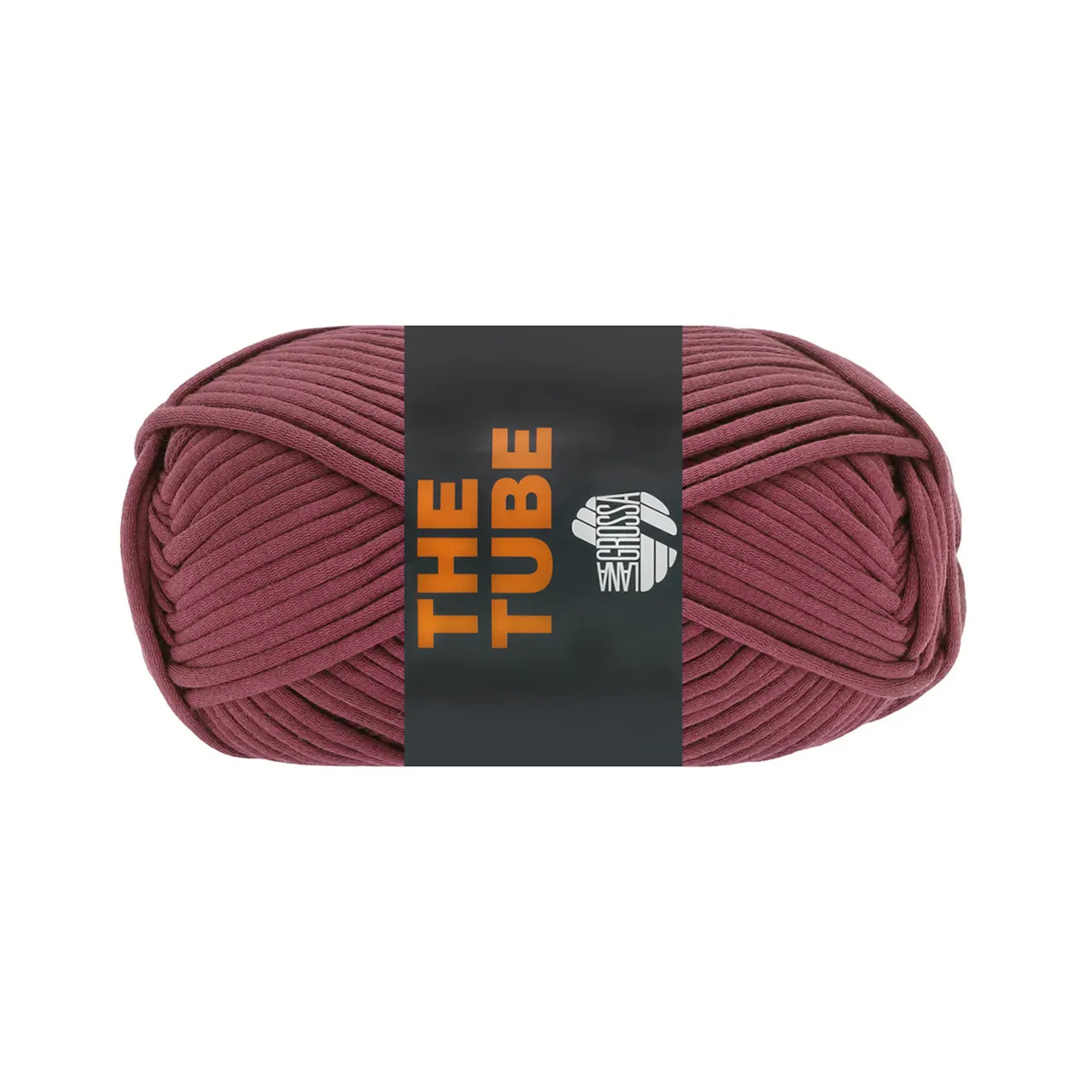 The Tube 28 Dunkelrot von Lana Grossa. Weiches gefülltes Schlauchgarn ideal geeignet für Home- Accessoires und Taschen