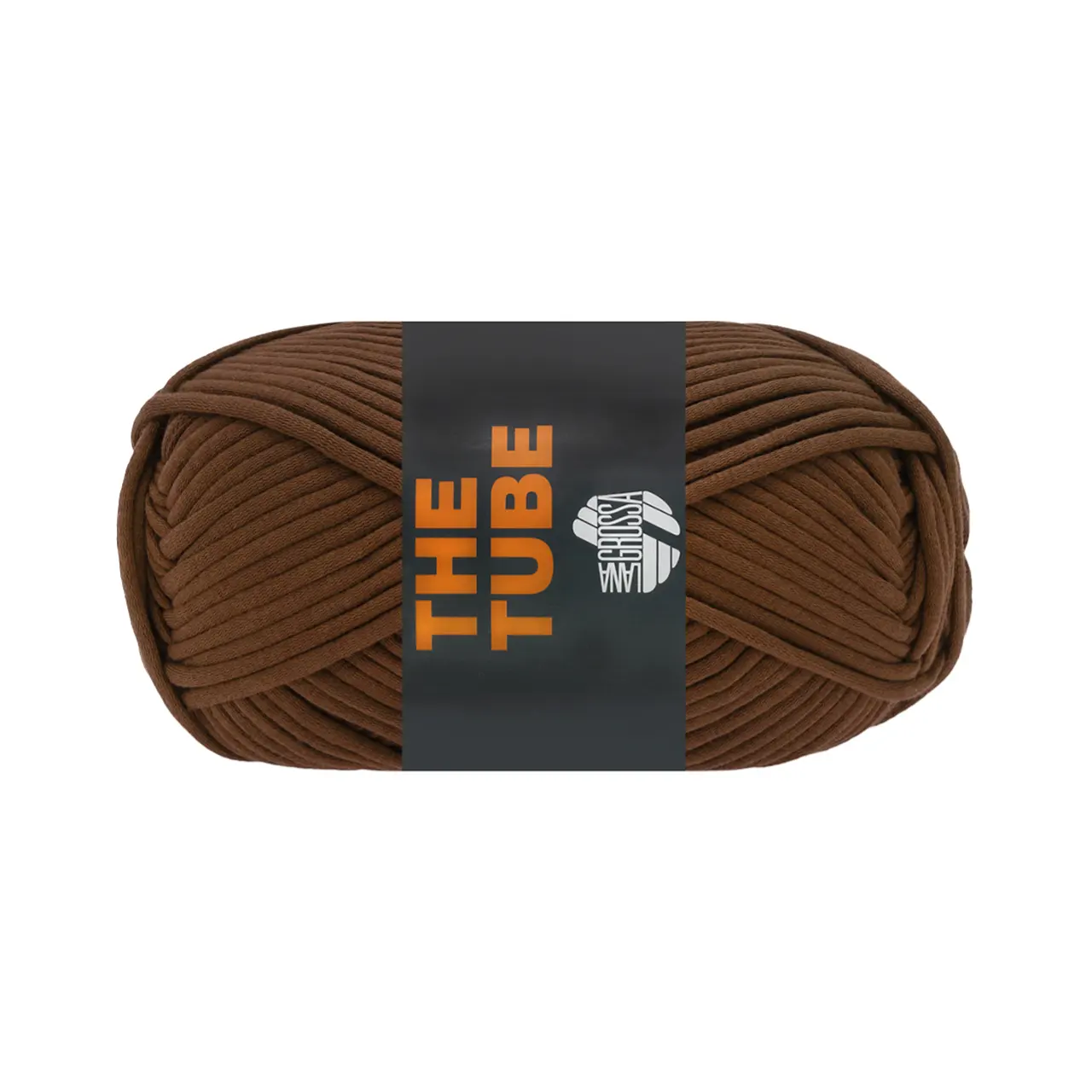 The Tube 29 Dunkelbraun von Lana Grossa. Weiches gefülltes Schlauchgarn ideal geeignet für Home- Accessoires und Taschen