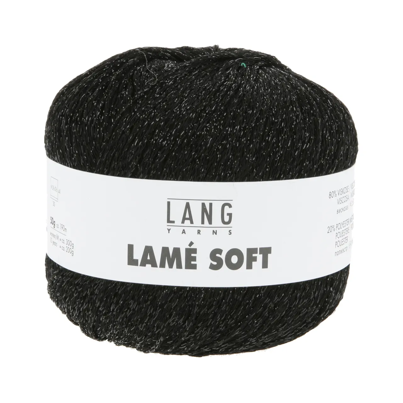 Lamé Soft 4 Schwarz von Lang Yarns. LAMÉ SOFT ist ein hochwertiges Lamé-Garn auf Viskosebasis das sich durch eine weiche Haptik von herkömmlichen oft Polyamid basierten Lamé-Garnen abhebt. Es eignet sich perfekt als Beilaufgarn um elegante Akzente zu setzen oder all-over für ein strahlendes Highlight-Piece. Ideal für stilvolle Strickprojekte mit einem Hauch von Glamour.