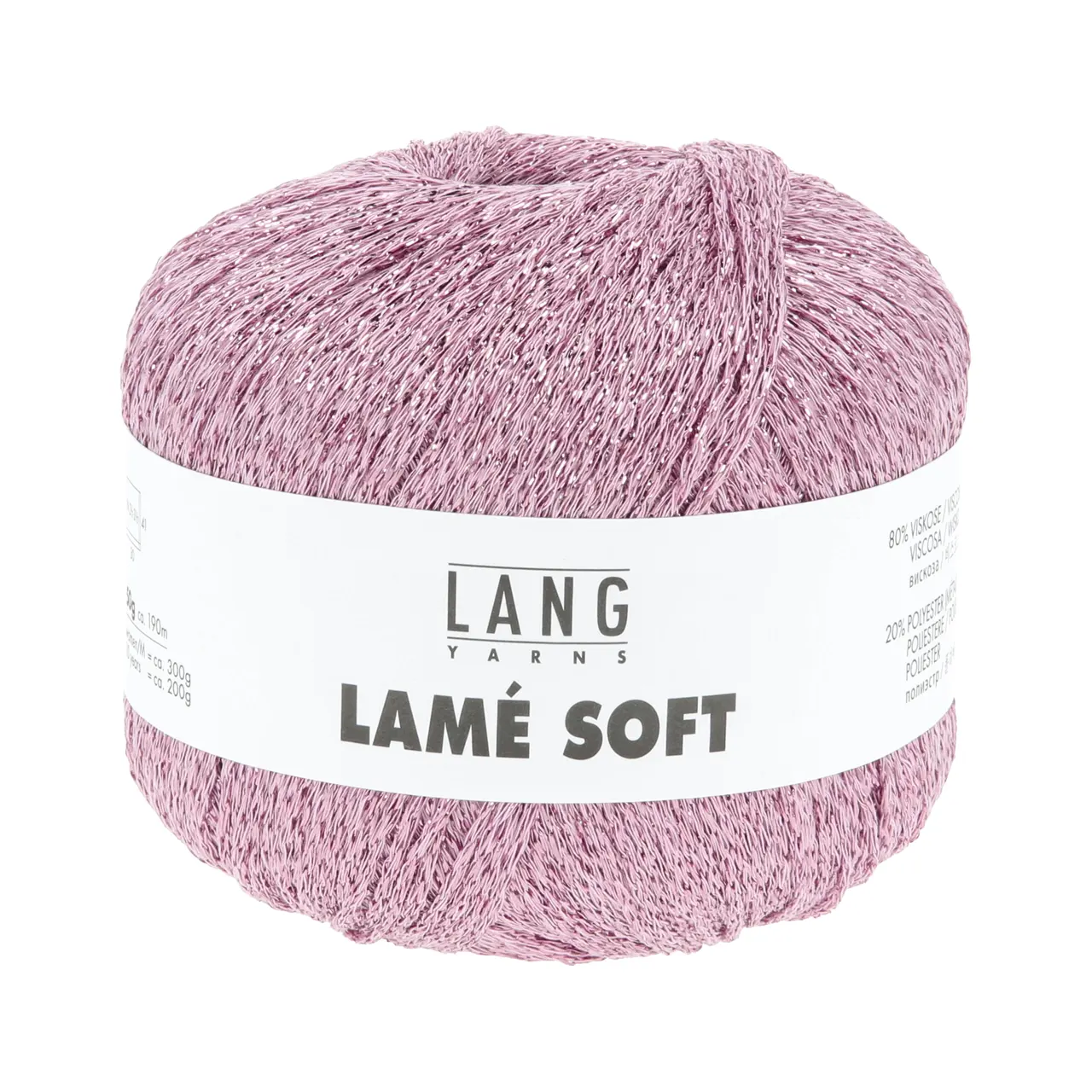 Lamé Soft 9 Rosa von Lang Yarns. LAMÉ SOFT ist ein hochwertiges Lamé-Garn auf Viskosebasis das sich durch eine weiche Haptik von herkömmlichen oft Polyamid basierten Lamé-Garnen abhebt. Es eignet sich perfekt als Beilaufgarn um elegante Akzente zu setzen oder all-over für ein strahlendes Highlight-Piece. Ideal für stilvolle Strickprojekte mit einem Hauch von Glamour.