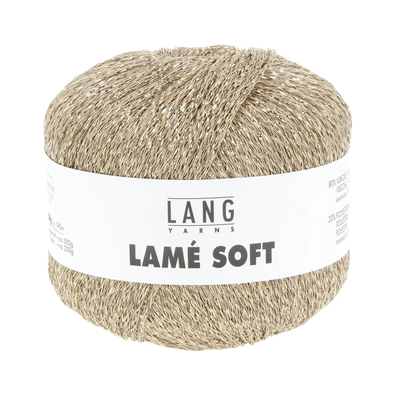 Lamé Soft 50 Gold von Lang Yarns. LAMÉ SOFT ist ein hochwertiges Lamé-Garn auf Viskosebasis das sich durch eine weiche Haptik von herkömmlichen oft Polyamid basierten Lamé-Garnen abhebt. Es eignet sich perfekt als Beilaufgarn um elegante Akzente zu setzen oder all-over für ein strahlendes Highlight-Piece. Ideal für stilvolle Strickprojekte mit einem Hauch von Glamour.