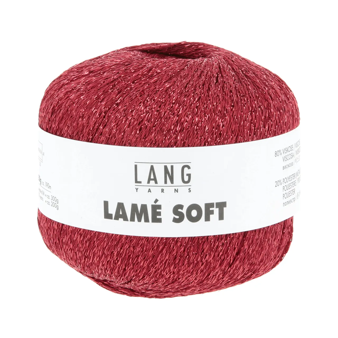 Lamé Soft 61 Rot von Lang Yarns. LAMÉ SOFT ist ein hochwertiges Lamé-Garn auf Viskosebasis das sich durch eine weiche Haptik von herkömmlichen oft Polyamid basierten Lamé-Garnen abhebt. Es eignet sich perfekt als Beilaufgarn um elegante Akzente zu setzen oder all-over für ein strahlendes Highlight-Piece. Ideal für stilvolle Strickprojekte mit einem Hauch von Glamour.