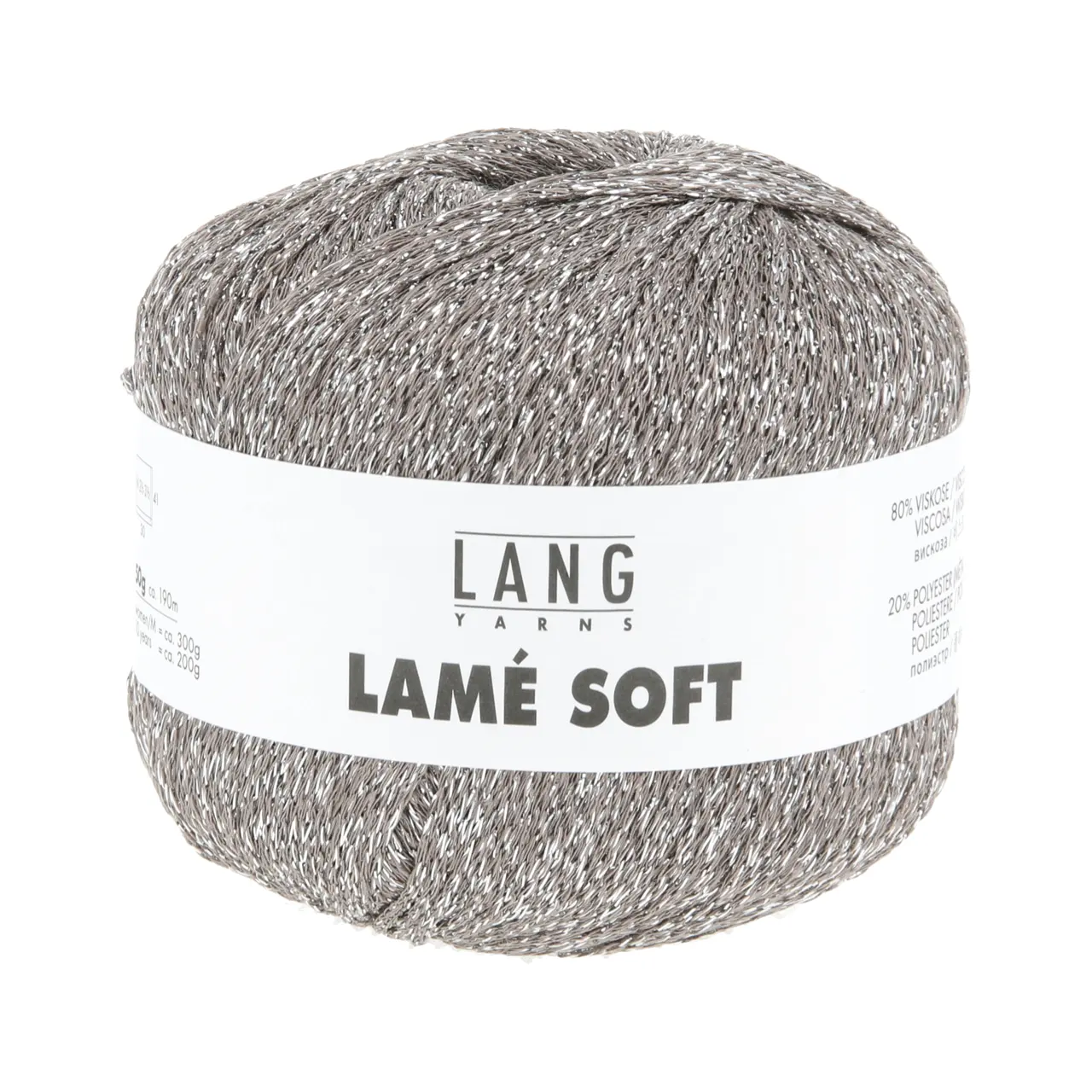 Lamé Soft 96 Stein von Lang Yarns. LAMÉ SOFT ist ein hochwertiges Lamé-Garn auf Viskosebasis das sich durch eine weiche Haptik von herkömmlichen oft Polyamid basierten Lamé-Garnen abhebt. Es eignet sich perfekt als Beilaufgarn um elegante Akzente zu setzen oder all-over für ein strahlendes Highlight-Piece. Ideal für stilvolle Strickprojekte mit einem Hauch von Glamour.