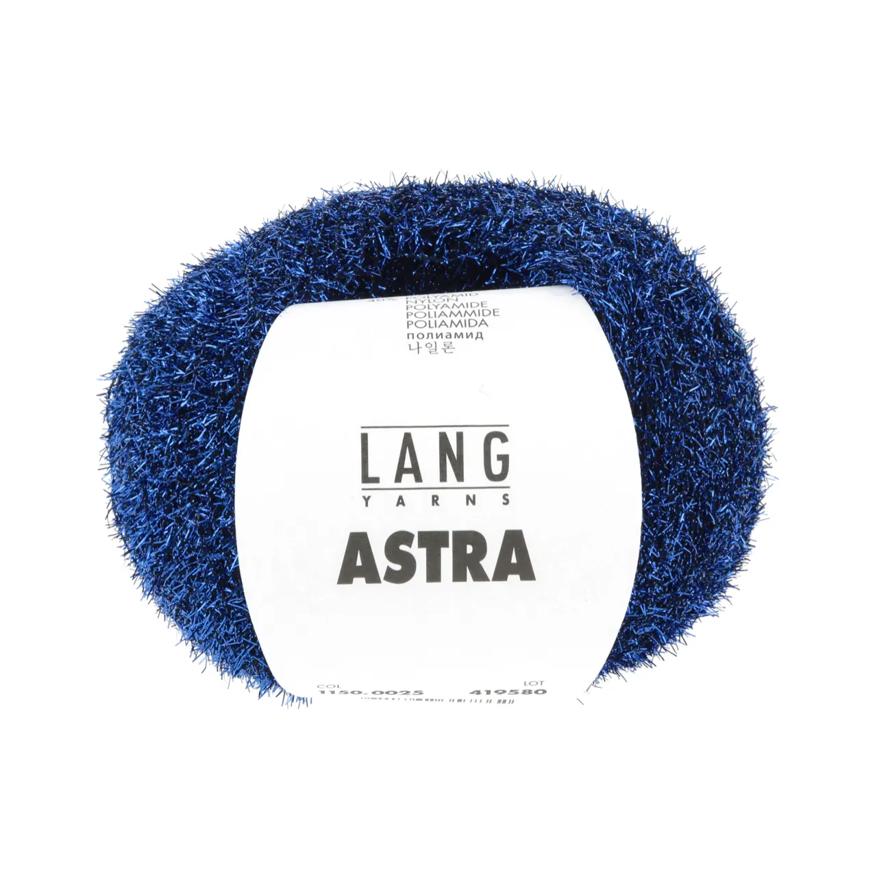 Astra 25 Navy von Lang Yarns. Wie eine Sternschnuppe verleiht dieses Garn Ihren Projekten einen dezenten Hauch von Silber oder Gold. Es zeichnet sich als Beilaufgarn aus welches jedes Basic Projekt veredelt.