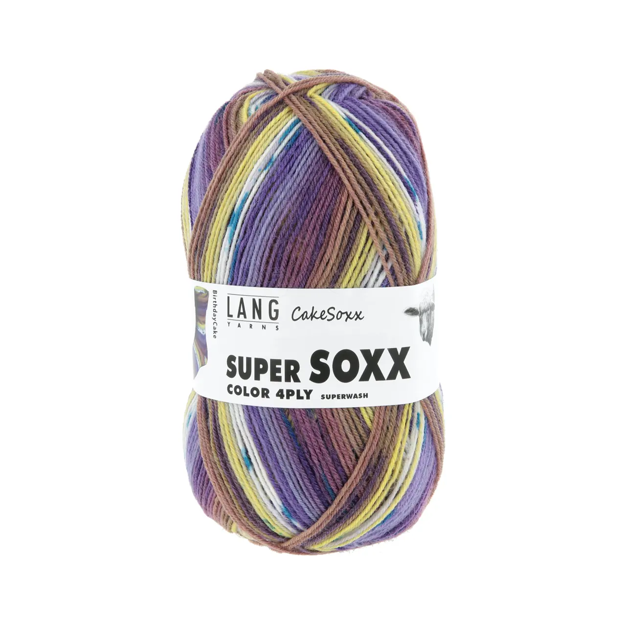 Super Soxx Color 4-Fach 543 Violett/Gelb 1149 Birthday Cak von Lang Yarns.