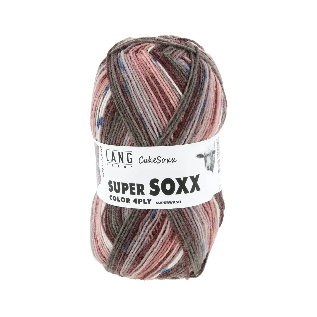 Super Soxx Color 4-Fach 545 Lachs/Braun 1149 Black Forest von Lang Yarns.