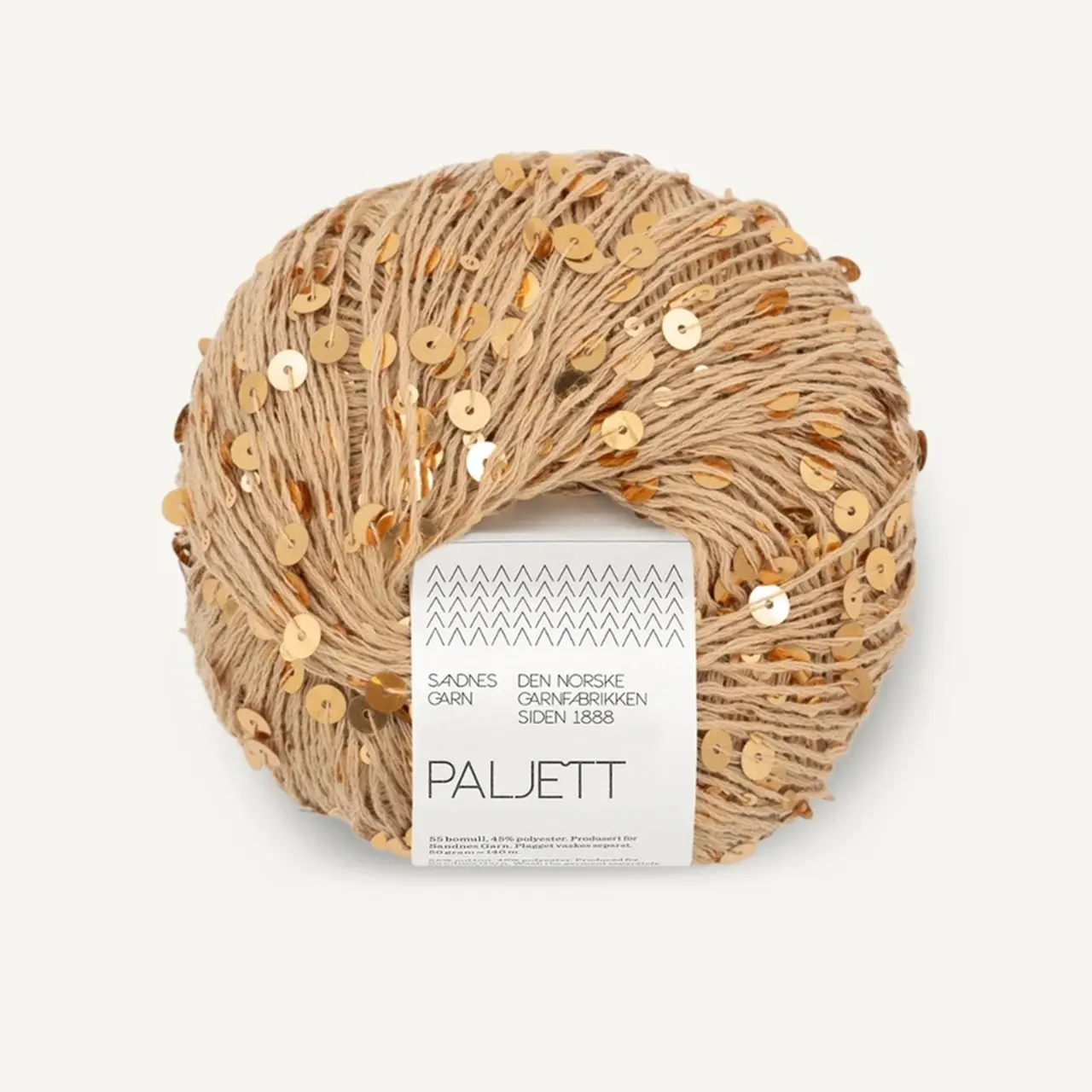 Paljett 2242 Gold Digger von Sandnes Garn. Ein Hauch Glamour für deine Strick- und Häkelprojekte ein Elegantes Effektgarn mit fein eingearbeiteten Pailletten als Beilaufgarn oder solo.