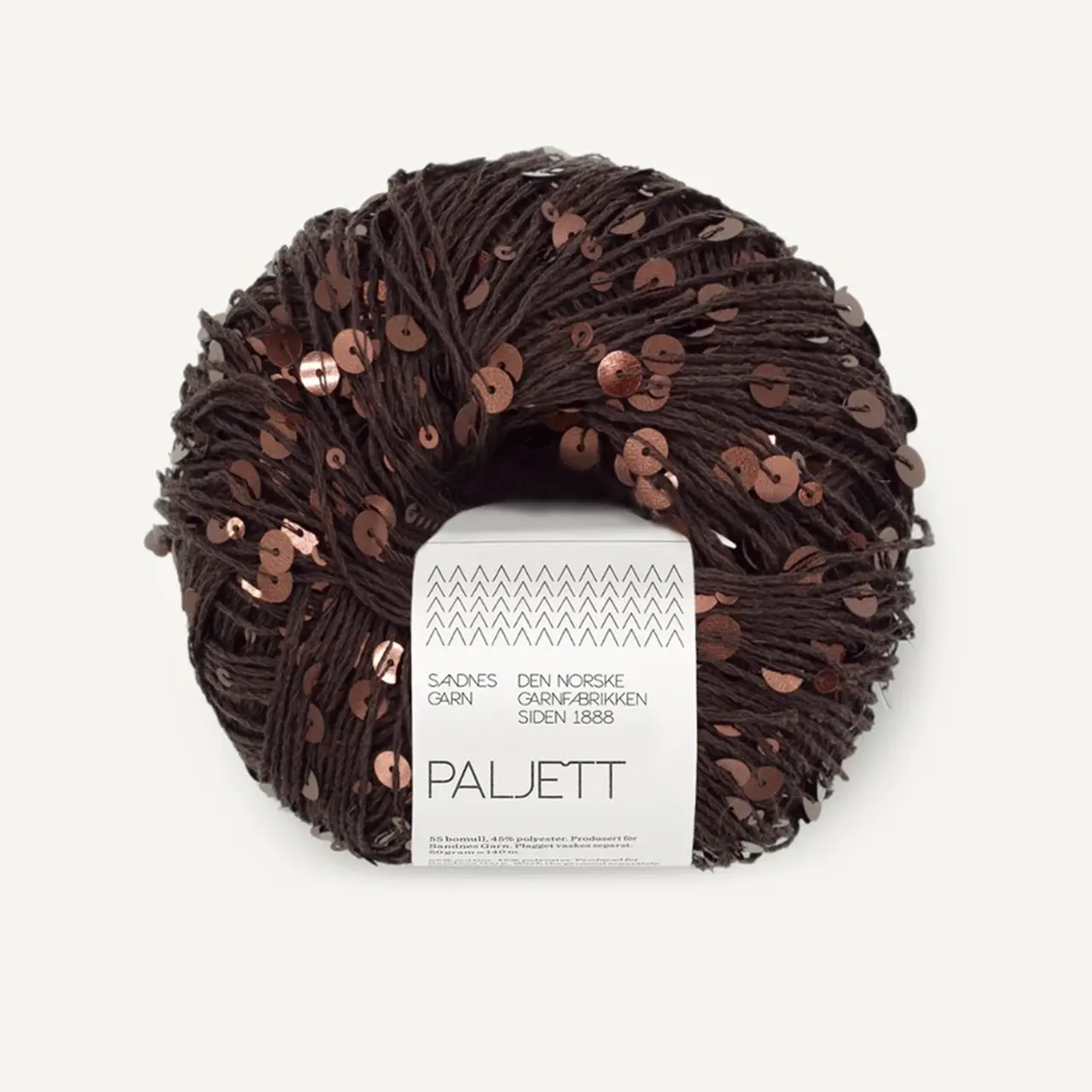 Paljett 3086 Espresso Sparkle von Sandnes Garn. Ein Hauch Glamour für deine Strick- und Häkelprojekte ein Elegantes Effektgarn mit fein eingearbeiteten Pailletten als Beilaufgarn oder solo.