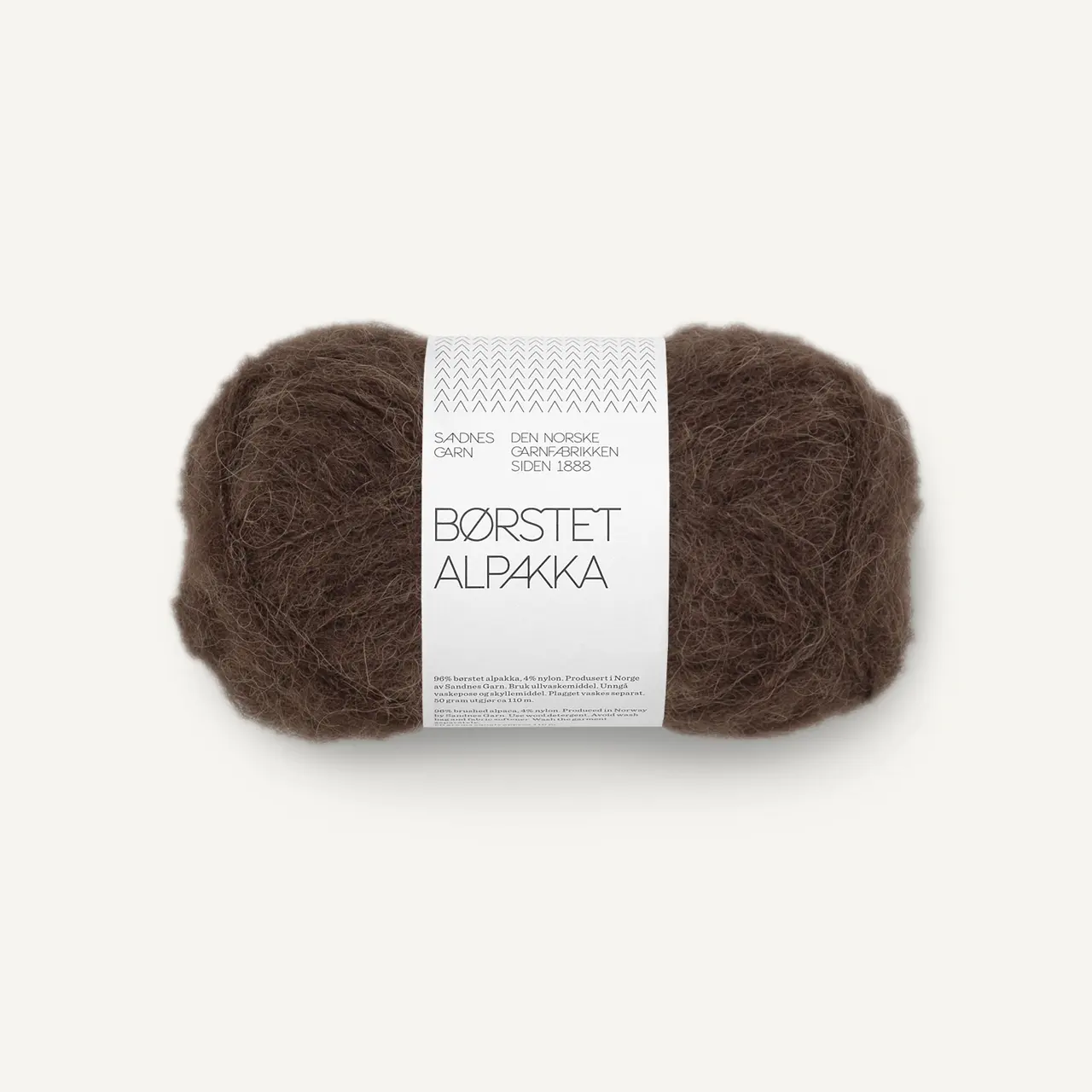 Børstet Alpakka 3082 Mørk Brun von Sandnes Garn. Leicht wie eine Wolke aber gleichzeitig weich und warm.