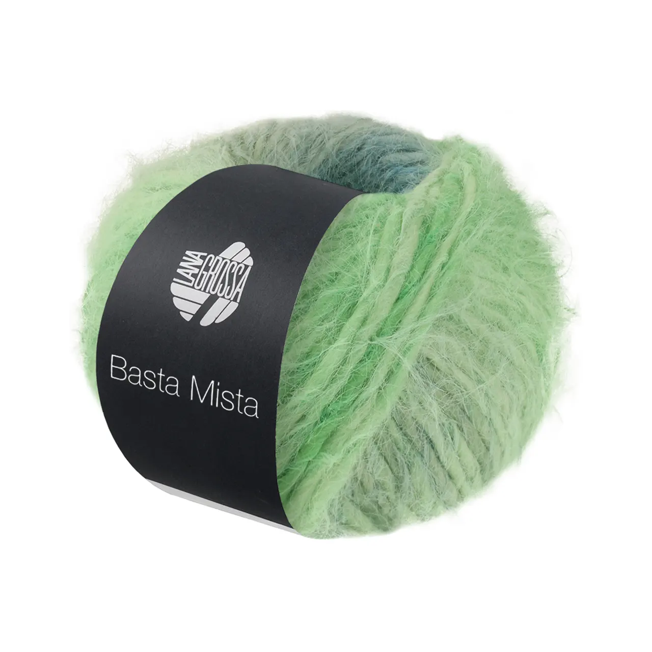 Basta Mista 115 Grüngrau/Graublau/Hellpetrol/Grau-/Hellgrün von Lana Grossa. Garn im Fake Fur Look locker verzwirnt aus einem Franseneffekt und feinen Merinofasern