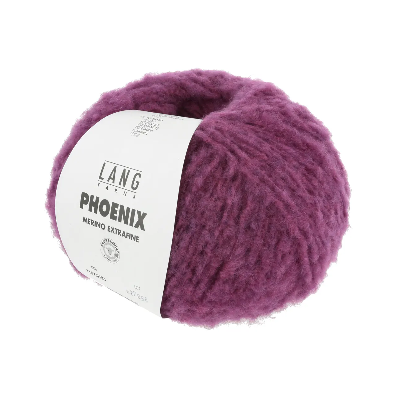 Phoenix 185 Hot Pink Chante Claire von Lang Yarns. PHOENIX ist wahrscheinlich eines der weichsten Garne welches Sie je gefühlt haben. Dieses Garn besteht hauptsächlich aus Merino extrafein welches zudem Mulesing frei ist. PHOENIX dies sind unglaublich große Knäuel mit denen Sie im Handumdrehen die wärmsten Kreationen kreieren. Ihre Garderobe erhebt sich aus der Asche wenn Sie eine Kreation aus unserer neuen Qualität PHOENIX tragen.