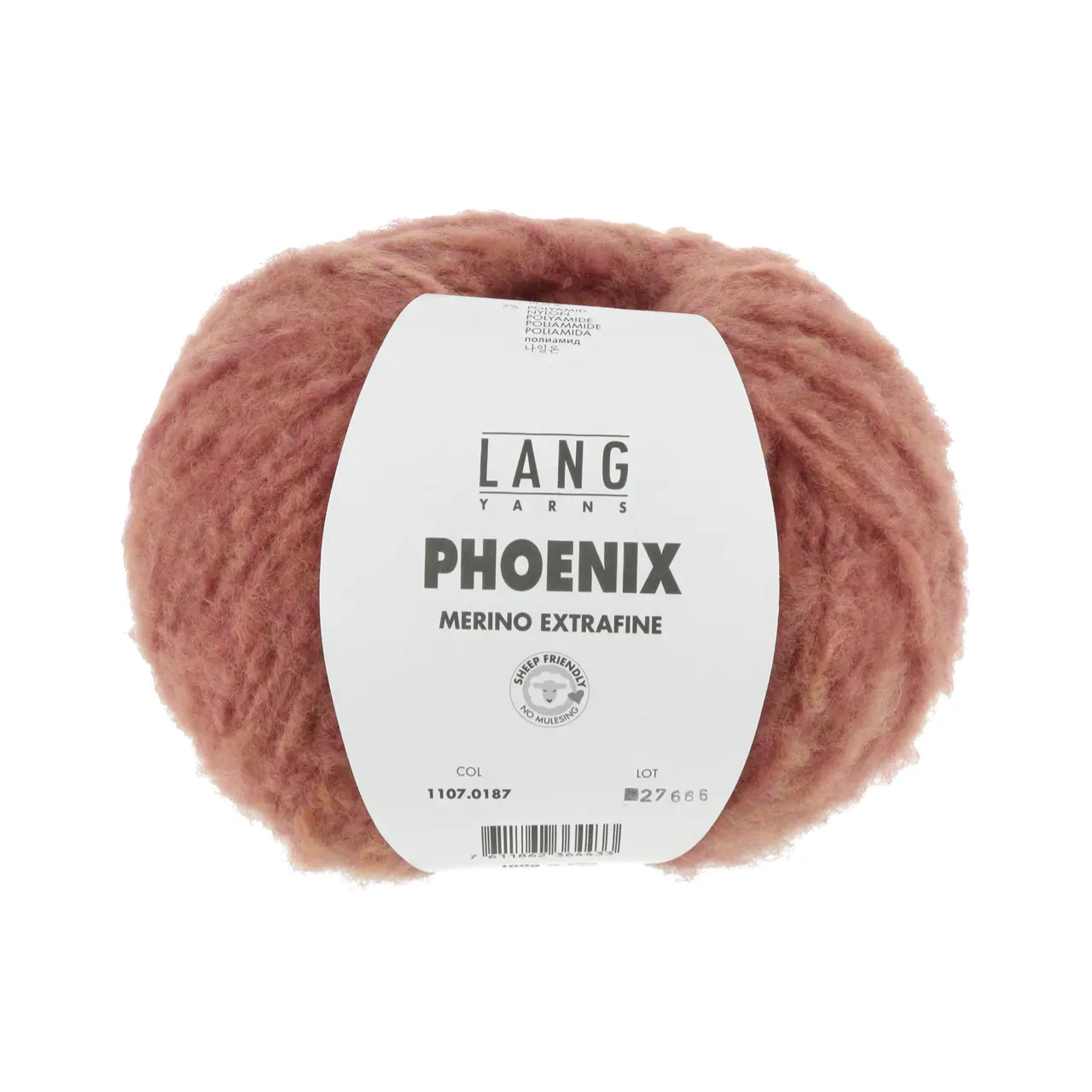 Phoenix 187 Ziegel Chante Claire von Lang Yarns. PHOENIX ist wahrscheinlich eines der weichsten Garne welches Sie je gefühlt haben. Dieses Garn besteht hauptsächlich aus Merino extrafein welches zudem Mulesing frei ist. PHOENIX dies sind unglaublich große Knäuel mit denen Sie im Handumdrehen die wärmsten Kreationen kreieren. Ihre Garderobe erhebt sich aus der Asche wenn Sie eine Kreation aus unserer neuen Qualität PHOENIX tragen.