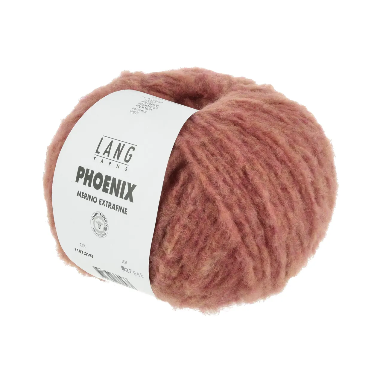 Phoenix 187 Ziegel Chante Claire von Lang Yarns. PHOENIX ist wahrscheinlich eines der weichsten Garne welches Sie je gefühlt haben. Dieses Garn besteht hauptsächlich aus Merino extrafein welches zudem Mulesing frei ist. PHOENIX dies sind unglaublich große Knäuel mit denen Sie im Handumdrehen die wärmsten Kreationen kreieren. Ihre Garderobe erhebt sich aus der Asche wenn Sie eine Kreation aus unserer neuen Qualität PHOENIX tragen.