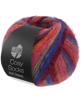 <span class="yarn-title">Cosy Socks Multi Stripes</span> <span class="yarn-color">156 Blauviolett/<wbr>Weinrot/<wbr>Kürbis/<wbr>Pink/<wbr>Graugrün</span>