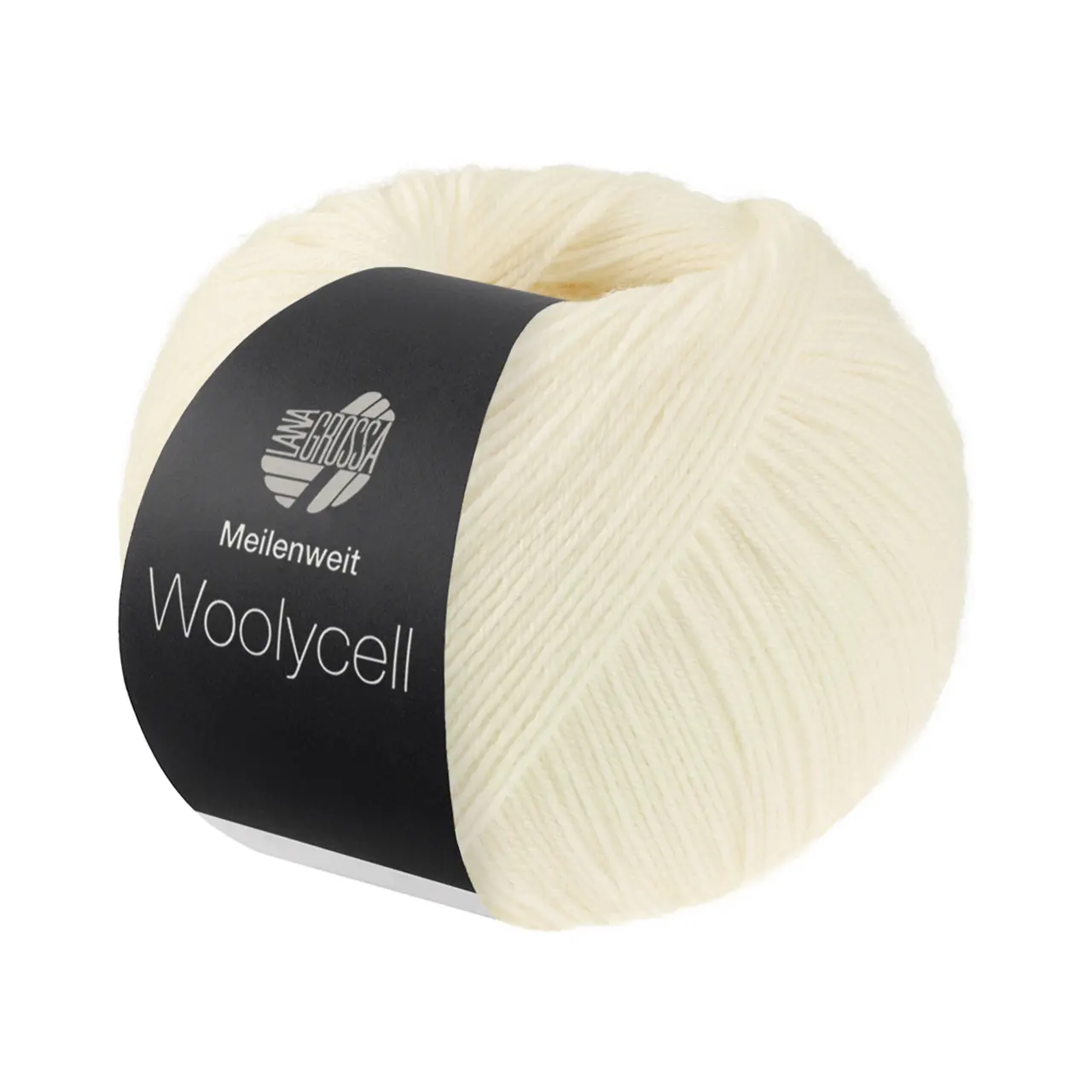 Meilenweit 100 Woolycell 1 Weiß von Lana Grossa. Hochwertiges Sockengarn ohne Polyamidanteil aus Merinowolle & Lyocell waschmaschinenfest
