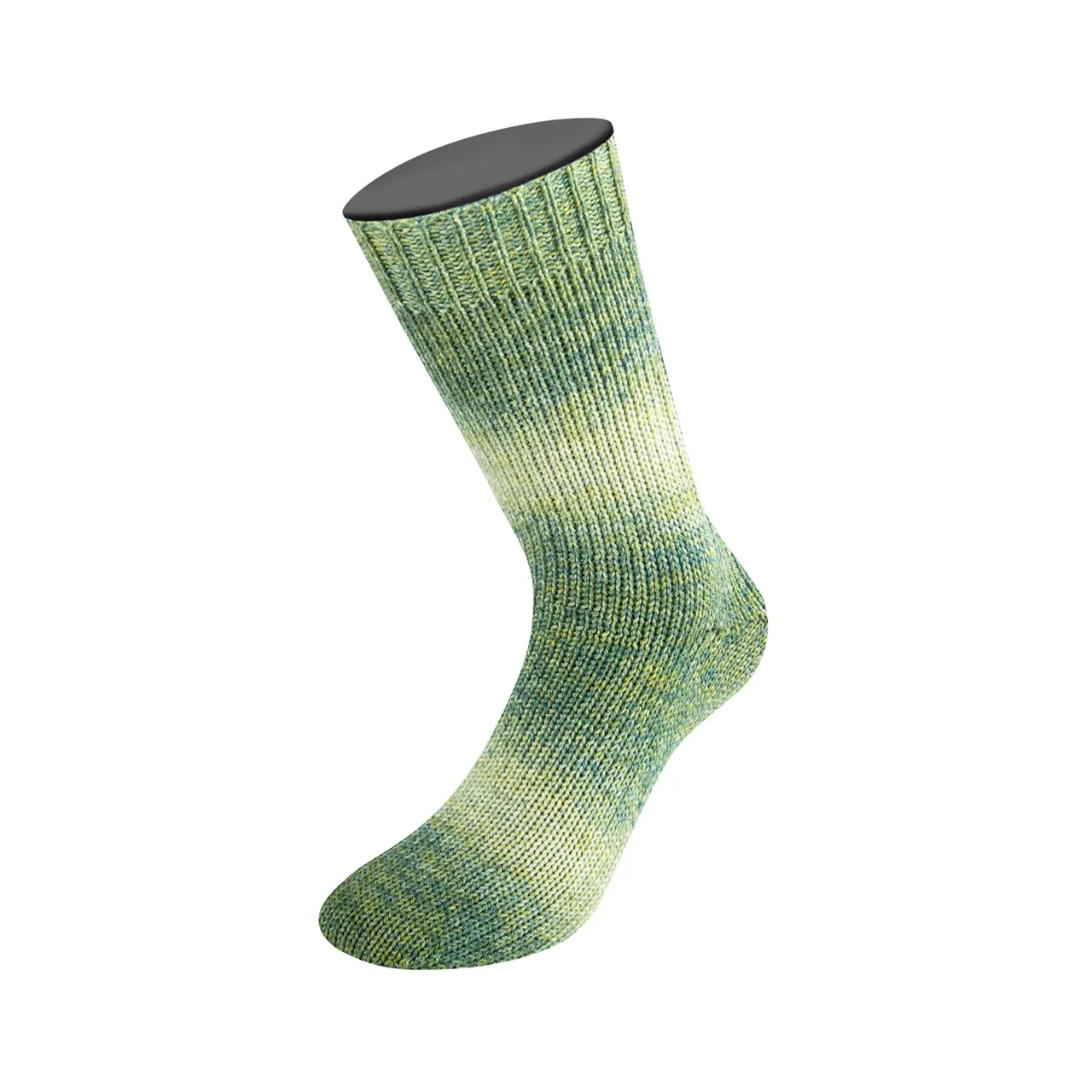 Meilenweit 100 Woolycell Duo 6008 Oliv-/Graugrün/Graubeige von Lana Grossa. Hochwertiges Sockengarn ohne Polyamidanteil aus Merinowolle & Lyocell im Farbverlauf bedruckt wasc