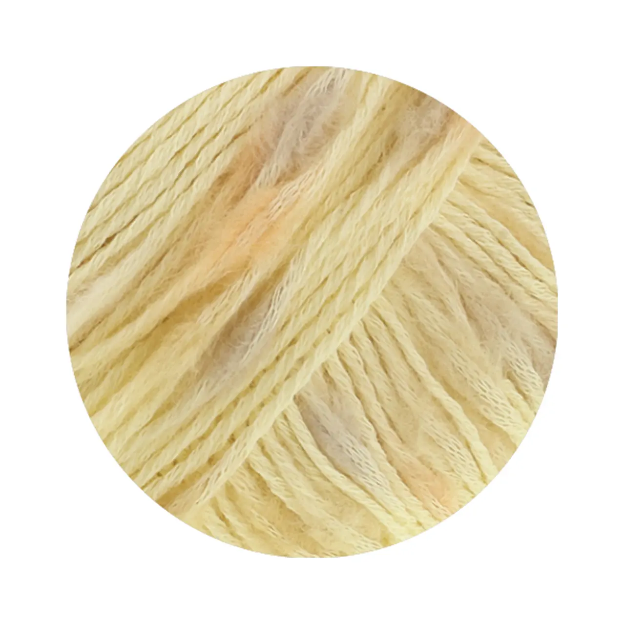 Popcorn 1 Vanille/Beige/Gelb/Orange von Lana Grossa. Effektnetzgarn gefüllt mit bunten flauschigen Farbspots aus 100% Baumwolle