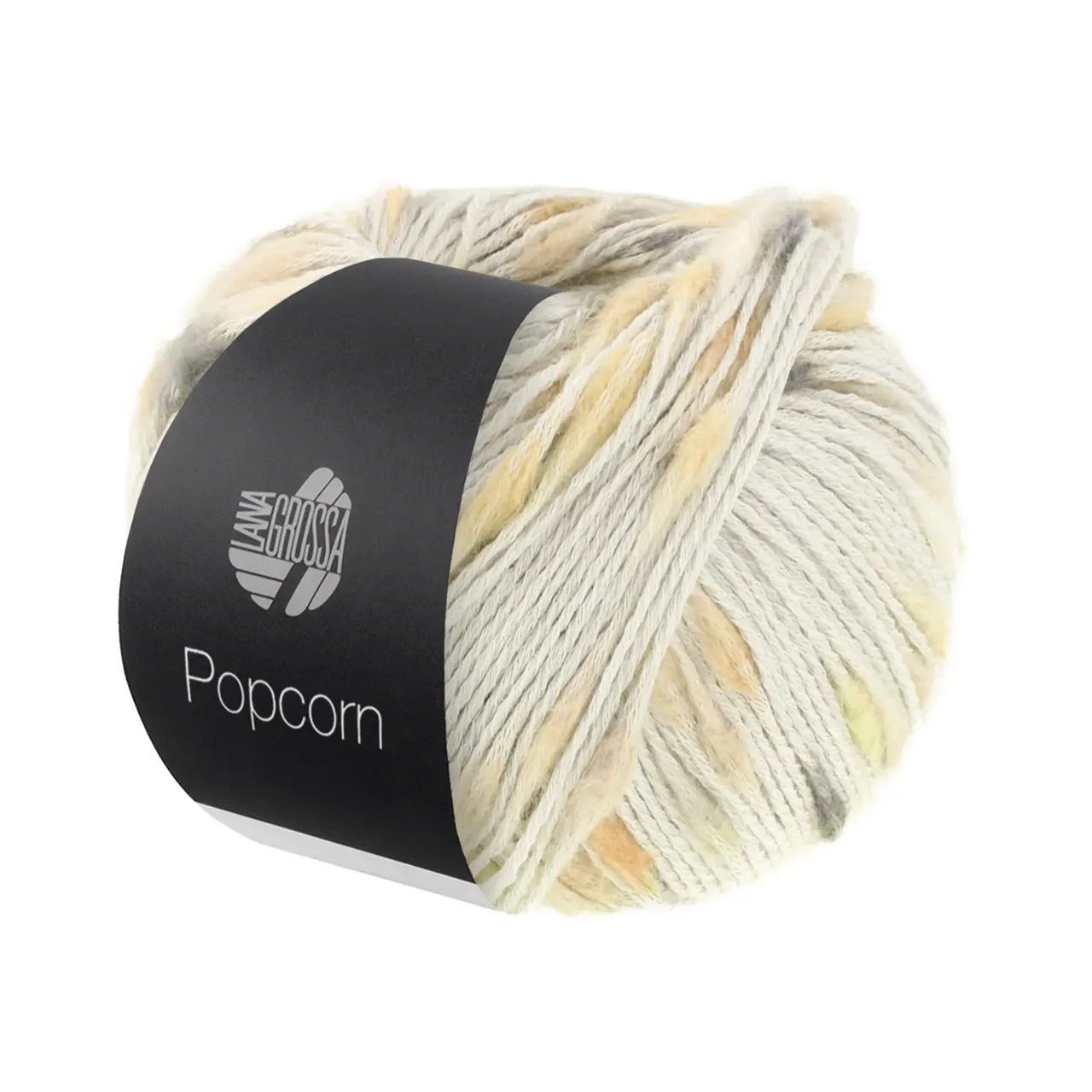 Popcorn 10 Silbergrau/Beige/Grau/Dunkelgrau von Lana Grossa. Effektnetzgarn gefüllt mit bunten flauschigen Farbspots aus 100% Baumwolle