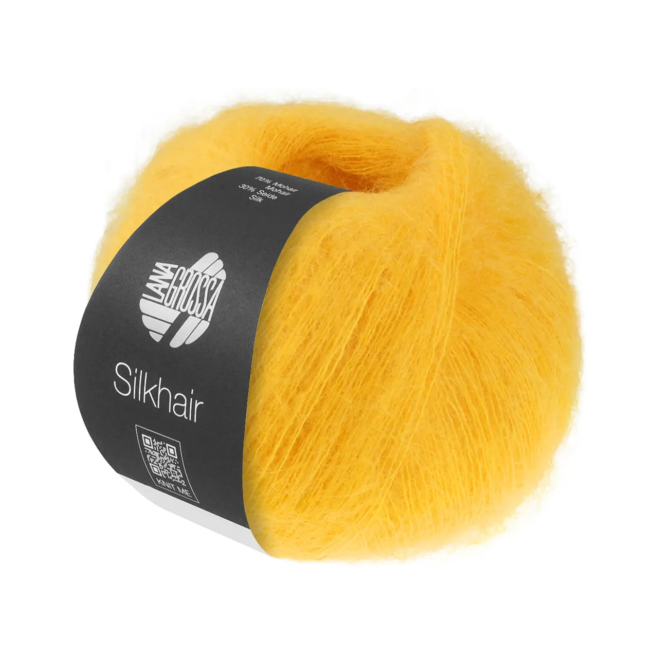 Silkhair Uni 221 Dottergelb von Lana Grossa. Feines Lace-Garn aus Superkid Mohair mit Seide