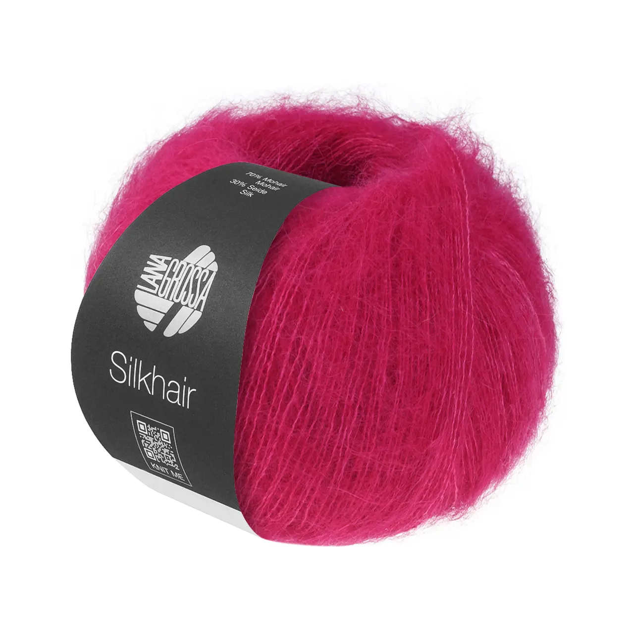 Silkhair Uni 224 Dunkelpink von Lana Grossa. Feines Lace-Garn aus Superkid Mohair mit Seide