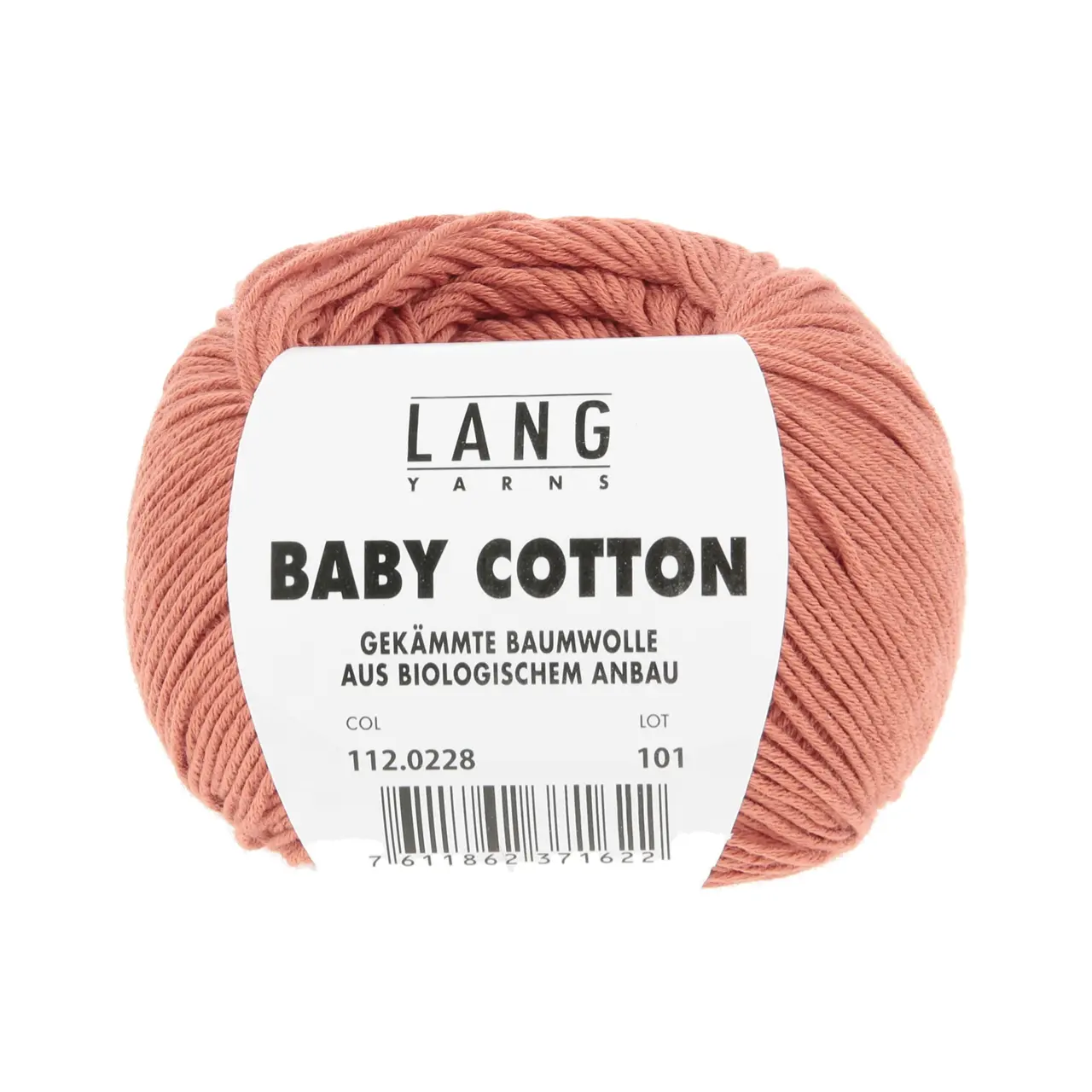 Baby Cotton 228 Koralle Dunkel von Lang Yarns. Feine langstaplige Baumwolle aus kontrolliert biologischem Anbau.