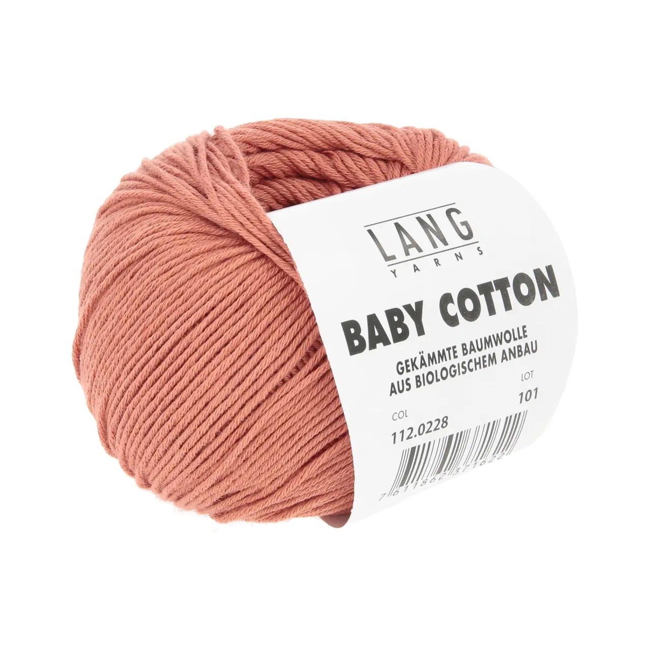 Baby Cotton 228 Koralle Dunkel von Lang Yarns. Feine langstaplige Baumwolle aus kontrolliert biologischem Anbau.