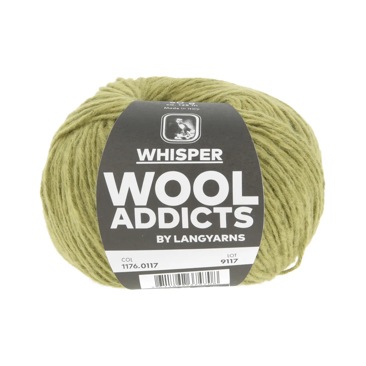 Whisper 117 Artichoke von Lang Yarns. WHISPER is perfect for summer projects that breathe flow and make an impression without ever shouting for attention. This 4-ply linen yarn locks soft cotton fibers into its core during the plying process blending the strength of linen with the gentle touch of cotton. It glides whisper-light across your needles or hook turning each stitch into a soft-spoken statement.