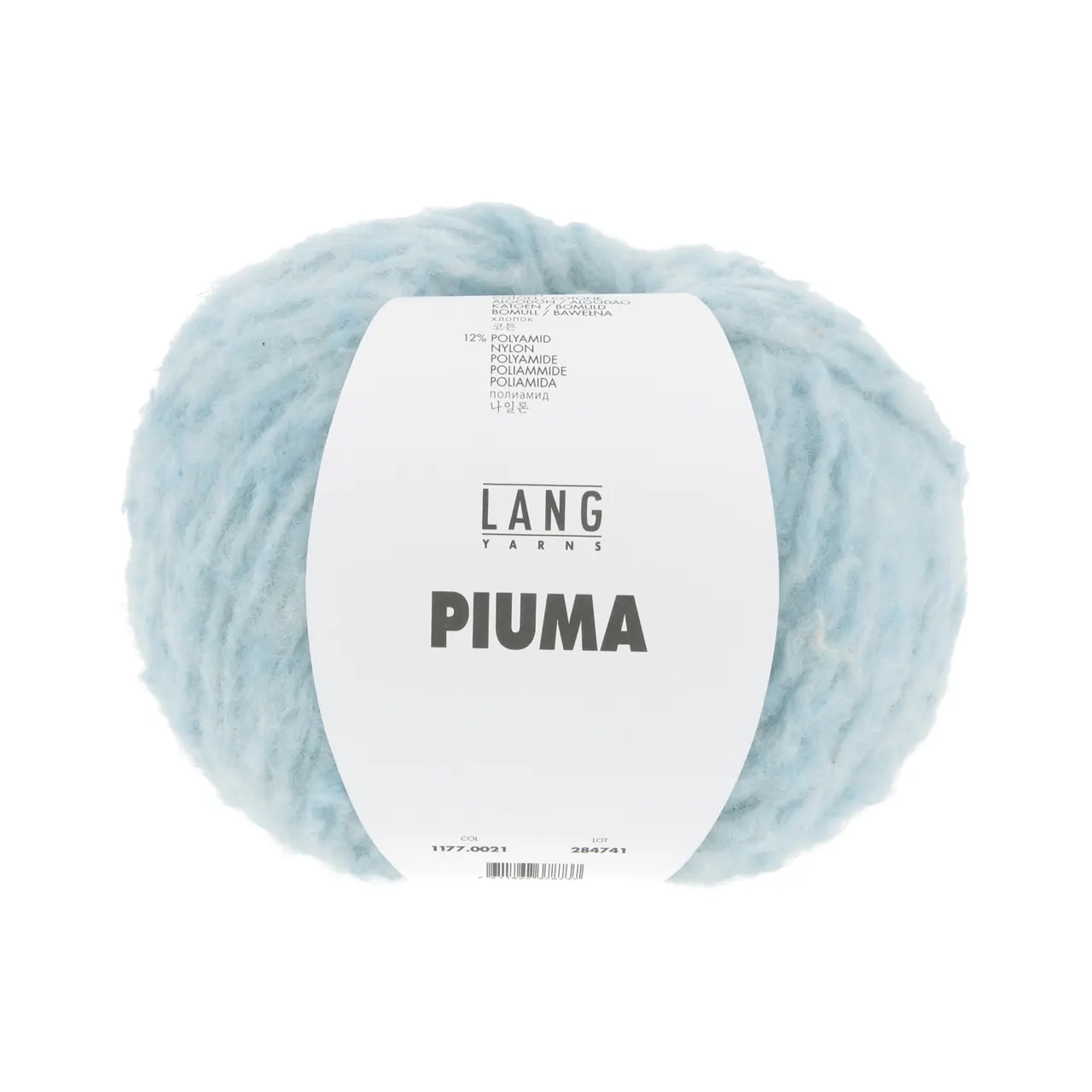 Piuma 21 Hellblau von Lang Yarns. PIUMA bedeutet „Feder“ auf Italienisch und genau so fühlt sich dieses Garn an. Der Kern aus robustem Polyamid sorgt für Stabilität während ein flauschiger Mantel aus gefärbter Merinowolle und weisser Baumwolle einen dezenten Melange-Effekt erzeugt. Das Maschenbild erinnert an einen kuscheligen Teddystoff ideal für warme Jacken Pullover oder Accessoires mit Volumen und weicher Textur. Besonders schön