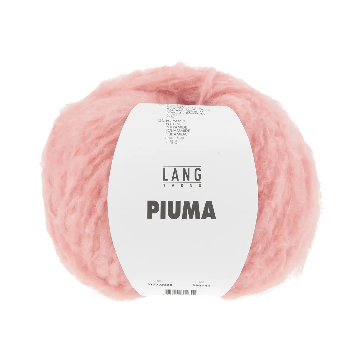 Piuma 28 Koralle von Lang Yarns. PIUMA bedeutet „Feder“ auf Italienisch und genau so fühlt sich dieses Garn an. Der Kern aus robustem Polyamid sorgt für Stabilität während ein flauschiger Mantel aus gefärbter Merinowolle und weisser Baumwolle einen dezenten Melange-Effekt erzeugt. Das Maschenbild erinnert an einen kuscheligen Teddystoff ideal für warme Jacken Pullover oder Accessoires mit Volumen und weicher Textur. Besonders schön
