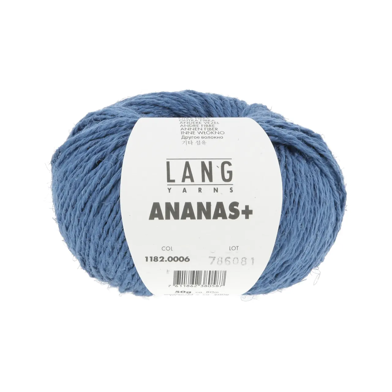 Ananas+ 6 Blau von Lang Yarns. ANANAS+ ist die dickere Variante unseres Garns aus Ananasfasern. Es eignet sich perfekt für Wohnaccessoires und dekorative Projekte die eine gute Formstabilität erfordern.