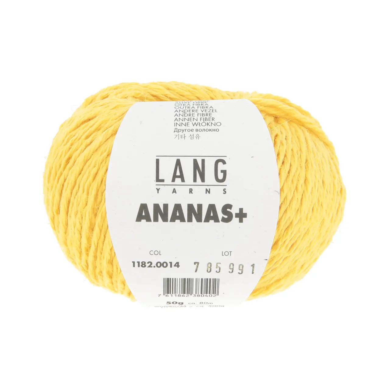 Ananas+ 14 Gelb von Lang Yarns. ANANAS+ ist die dickere Variante unseres Garns aus Ananasfasern. Es eignet sich perfekt für Wohnaccessoires und dekorative Projekte die eine gute Formstabilität erfordern.