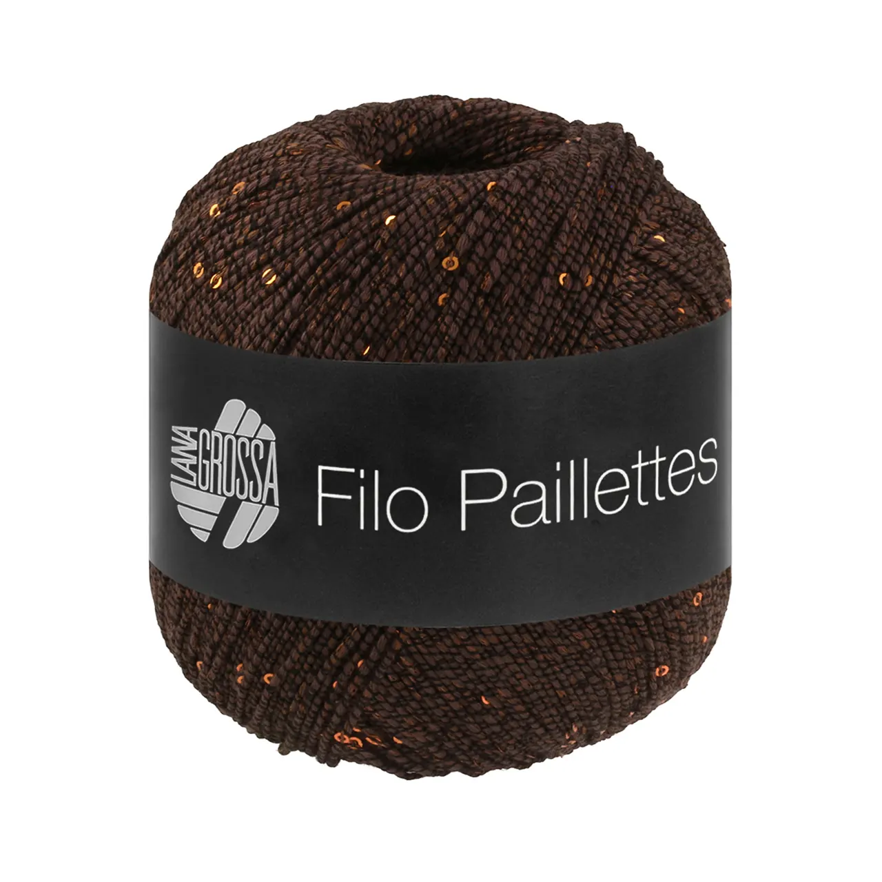 Filo Paillettes 16 Mokka von Lana Grossa. Edles fest verzwirntes Baumwollgarn mit Pailletten und Matt-Glanz-Effekt