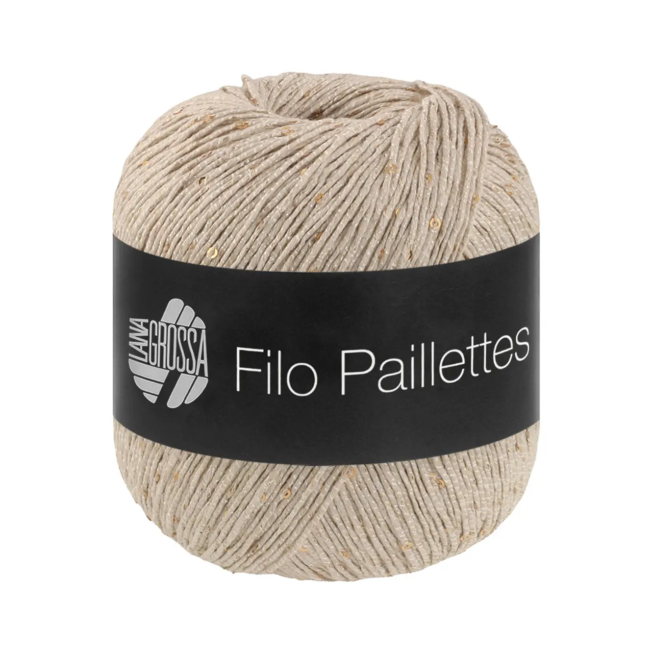 Filo Paillettes 18 Hellbeige von Lana Grossa. Edles fest verzwirntes Baumwollgarn mit Pailletten und Matt-Glanz-Effekt