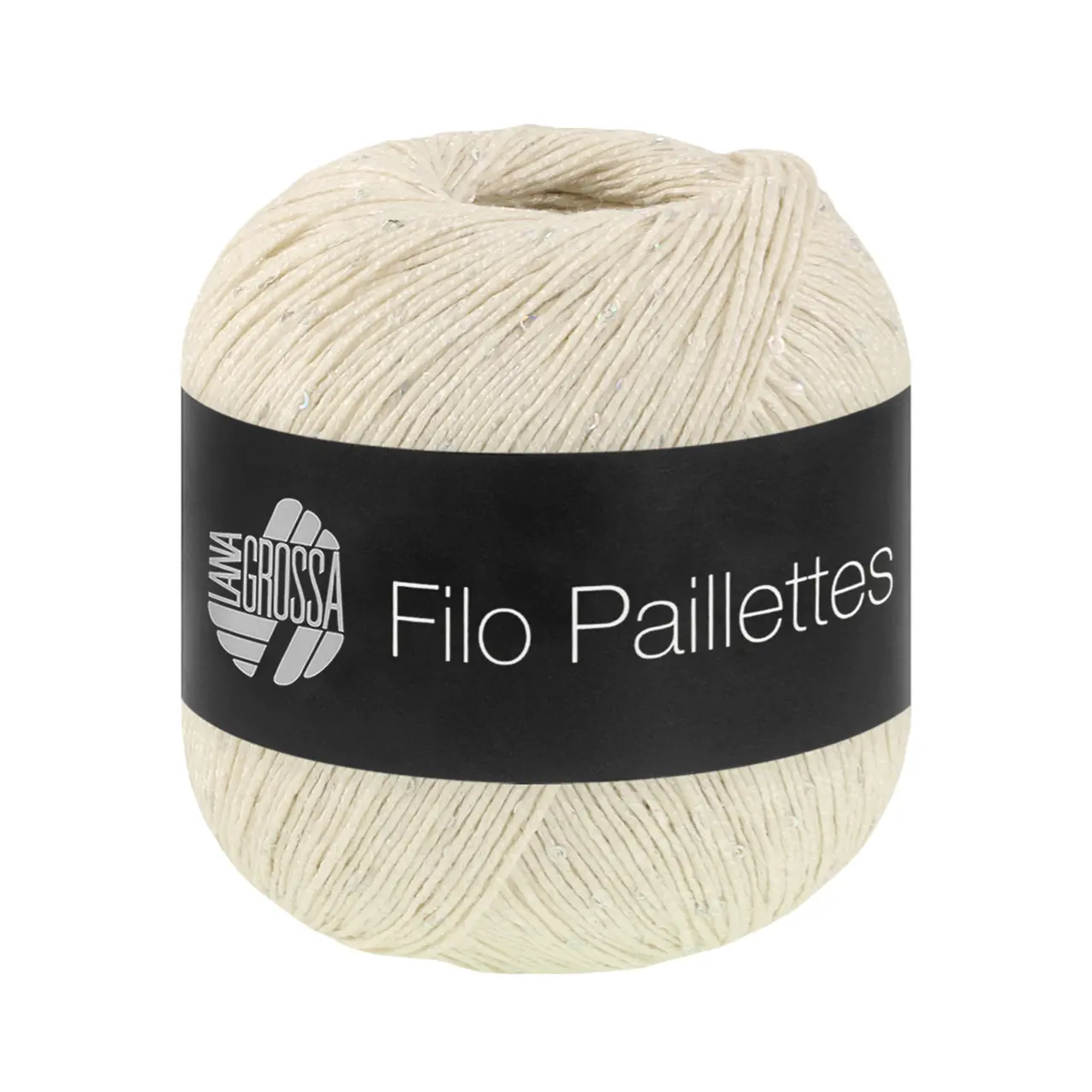 Filo Paillettes 2 Creme von Lana Grossa. Edles fest verzwirntes Baumwollgarn mit Pailletten und Matt-Glanz-Effekt