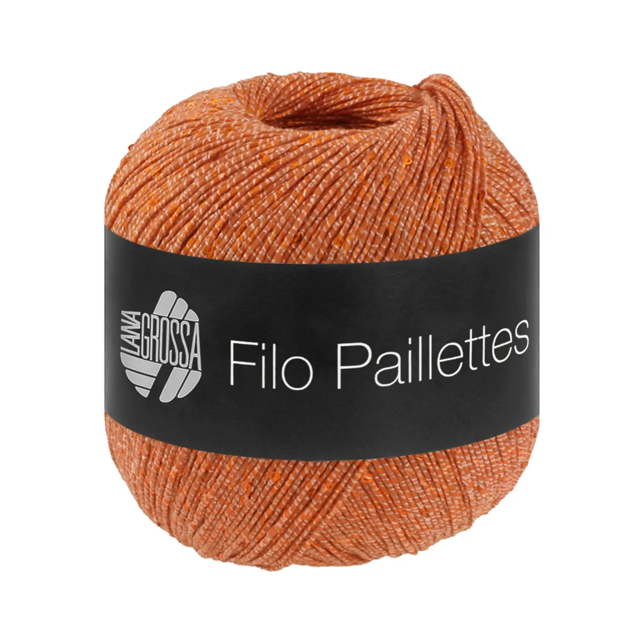 Filo Paillettes 5 Orange von Lana Grossa. Edles fest verzwirntes Baumwollgarn mit Pailletten und Matt-Glanz-Effekt
