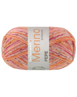 <span class="yarn-title">Meilenweit 100 Merino Extrafine Pepe</span> <span class="yarn-color">4146 Orangerot/<wbr>Creme/<wbr>Dunkelgrau/<wbr>Orangegelb/<wbr>Pink/<wbr>Fuchsia</span>