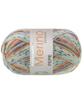 <span class="yarn-title">Meilenweit 100 Merino Extrafine Pepe</span> <span class="yarn-color">4147 Orangebraun/<wbr>Lila/<wbr>Creme/<wbr>Dunkelgrün/<wbr>Türkis/<wbr>Blauviolett</span>