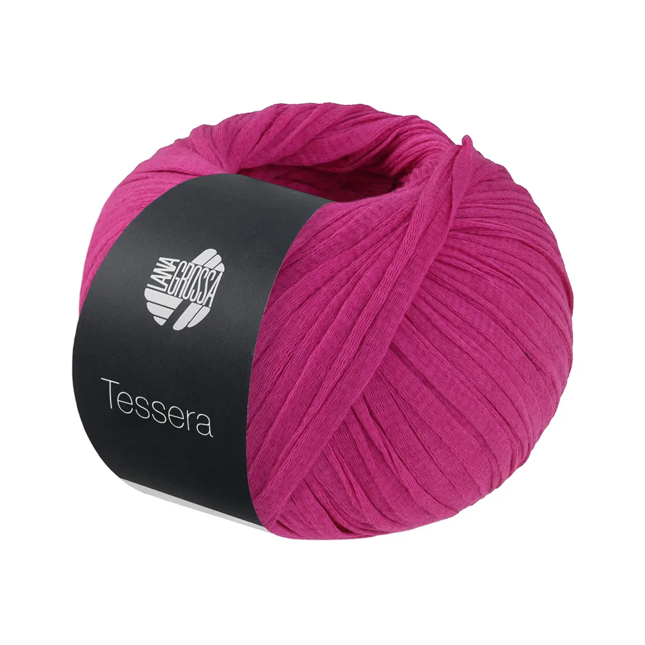 Tessera 9 Fuchsia von Lana Grossa. Hochwertiges schmales Baumwoll-Bändchengarn in matter-papierfeiner Optik