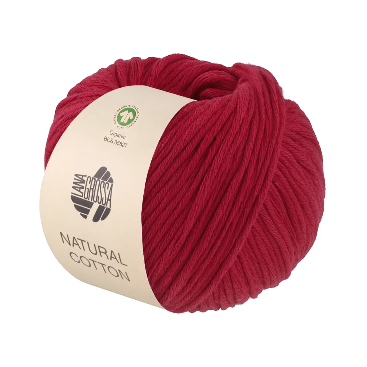Natural Cotton GOTS 24 Rosenrot von Lana Grossa. Bio-Baumwollgarn in Millefili- Zwirnung GOTS zertifiziert
