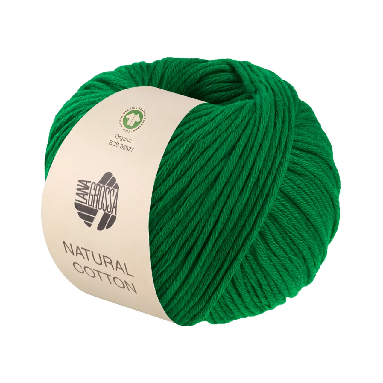 Natural Cotton GOTS 26 Smaragd von Lana Grossa. Bio-Baumwollgarn in Millefili- Zwirnung GOTS zertifiziert