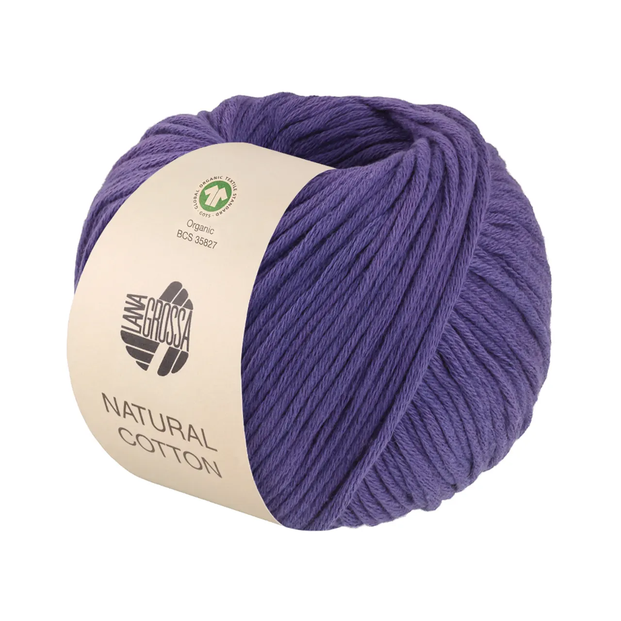Natural Cotton GOTS 27 Violett von Lana Grossa. Bio-Baumwollgarn in Millefili- Zwirnung GOTS zertifiziert