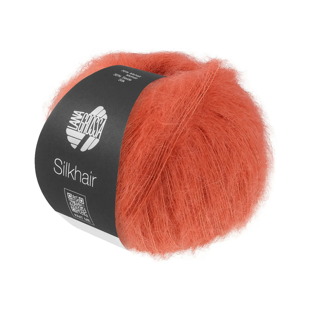 Silkhair Uni 228 Lachsorange von Lana Grossa. Feines Lace-Garn aus Superkid Mohair mit Seide