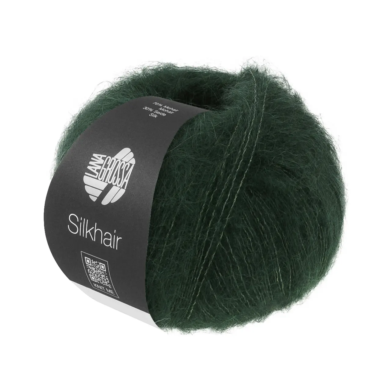 Silkhair Uni 231 Schwarzgrün von Lana Grossa. Feines Lace-Garn aus Superkid Mohair mit Seide