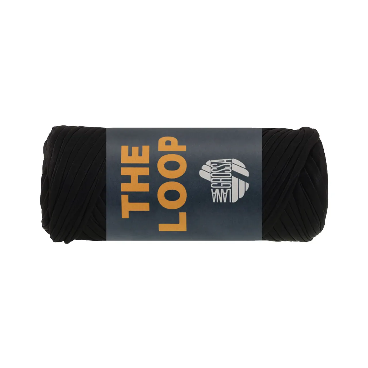 The Loop 12 Schwarz von Lana Grossa. Einseitig beschichtetes gewirktes Band mit Matt-Glanz- Effekt - ideal für Dekoartikel & Taschen