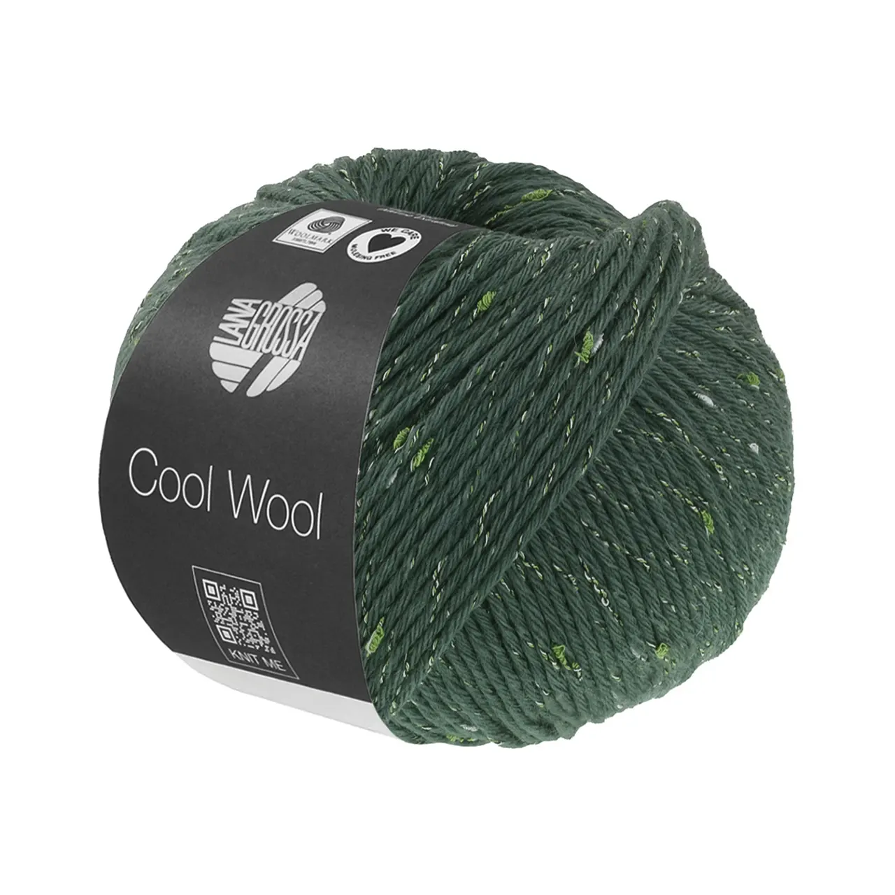 Cool Wool Big Dots 108 Graugrün von Lana Grossa. Merinoklassiker mit effektvollen Tweednoppen