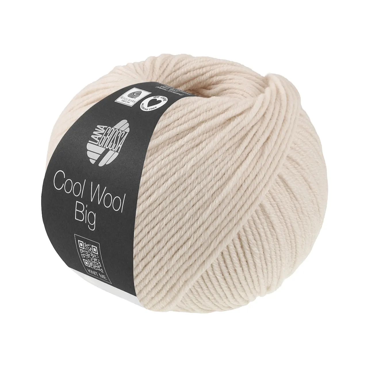 Cool Wool Big Uni 1046 Creme von Lana Grossa. Extrafeine Merinowolle waschmaschinenfest und filzfrei
