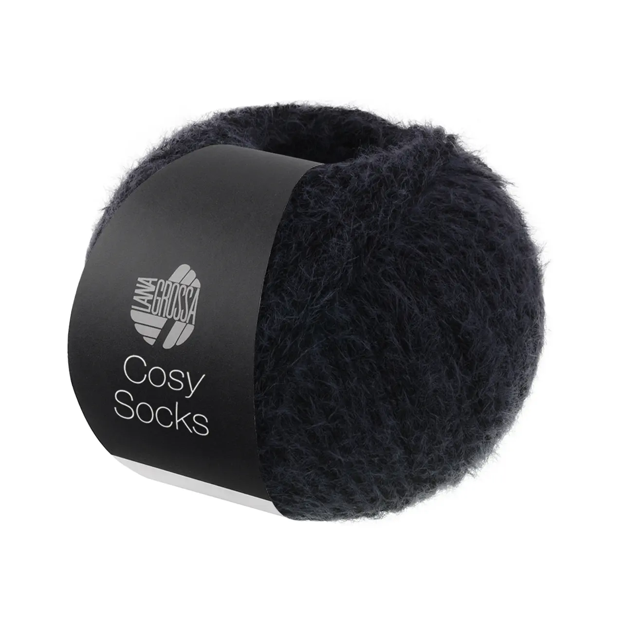 Cosy Socks 18 Schwarz von Lana Grossa. Flauschiges Sockengarn mit Merinowolle waschmaschinenfest á